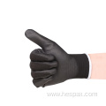 Hespax PU Palm Coated Anti-static Black Nylon Gloves